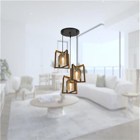 BRIGHT OBJECTIVE PENDANT LAMP 16593/3R 120CM BROWN BLACK