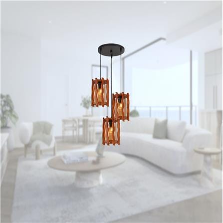 BRIGHT OBJECTIVE PENDANT LAMP 16592/3R 120CM BROWN BLACK