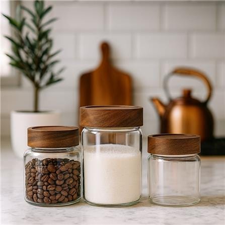 MOJOMORE GLASS JAR WITH WOODEN LID 250ML