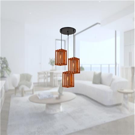 BRIGHT OBJECTIVE PENDANT LAMP 16591/3R BROWN BLACK