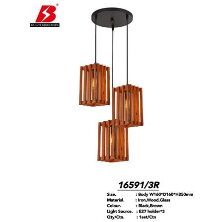 BRIGHT OBJECTIVE PENDANT LAMP 16591/3R BROWN BLACK