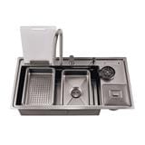 LIVINOX BUILT IN NANO MILLET WORK STATION SINK LWS-10053B-WF STAINLESS STEEL 304 GUN METAL 100CM