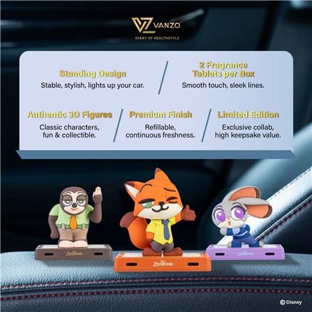VANZO DISNEY ZOOTOPIA CAR AIR FRESHENER 17GX2 NICK WILDE SECRET MUSK DASHBOARD VERSION