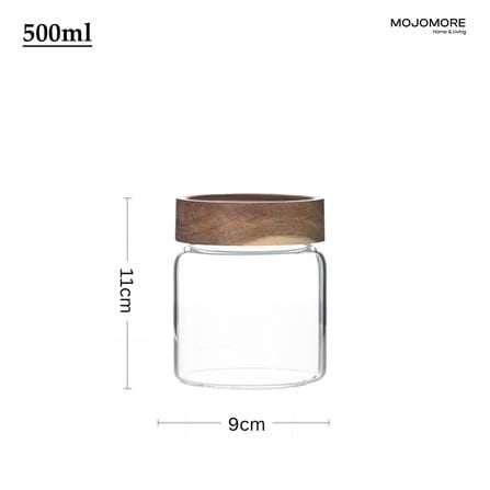 MOJOMORE GLASS JAR WITH WOODEN LID 500ML