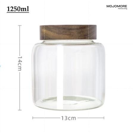 MOJOMORE GLASS JAR WITH WOODEN LID 1250ML