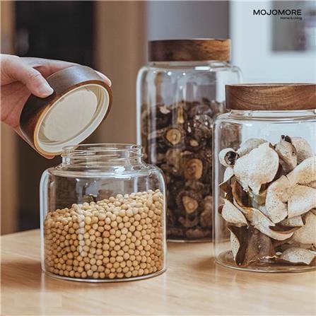 MOJOMORE GLASS JAR WITH WOODEN LID 1250ML