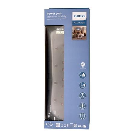PHILIPS 4G2M 2USB-A 2USB-C TRAILING SOCKET CHP4742BA/68 BLACK