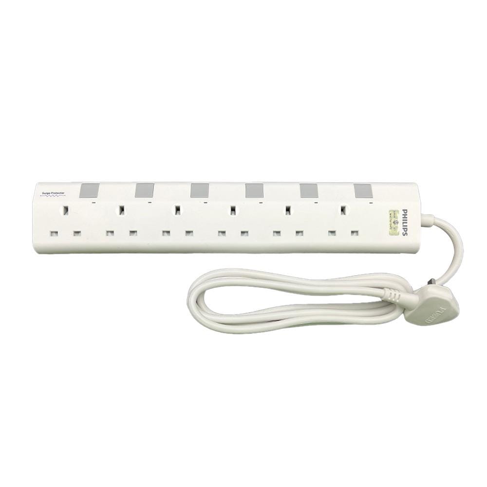 PHILIPS 6G2M TRAILING SOCKET C/W NEON/SURGE CHP3163WA/68 WHITE