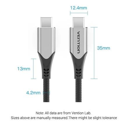 VENTION COTTON BRAIDED USB-C TO USB-C 3.1 CABLE 1.5M GREY