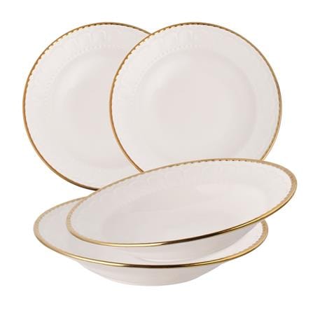 UNIHOM 4PCS 8.5" SOUP PLATE WITH GOLD RIM