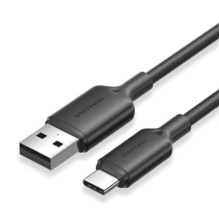 VENTION USB 2.0 TYPE-A TO TYPE C 3A CABLE 2M BLACK PVC TYPE