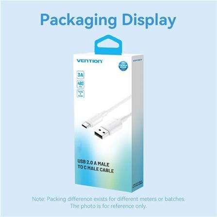 VENTION USB 2.0 TYPE-A TO TYPE C 3A CABLE 2M BLACK PVC TYPE
