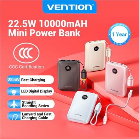 VENTION POWERBANK 10000mAh WITH BUILD-IN USB-C 22.5W BLUE FKAL0-C-TY