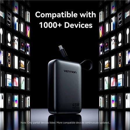 VENTION POWERBANK 20000mAh W/BUILT-IN USB-C 45W GREY UNIVERSAL TYPE FHGH0-TY