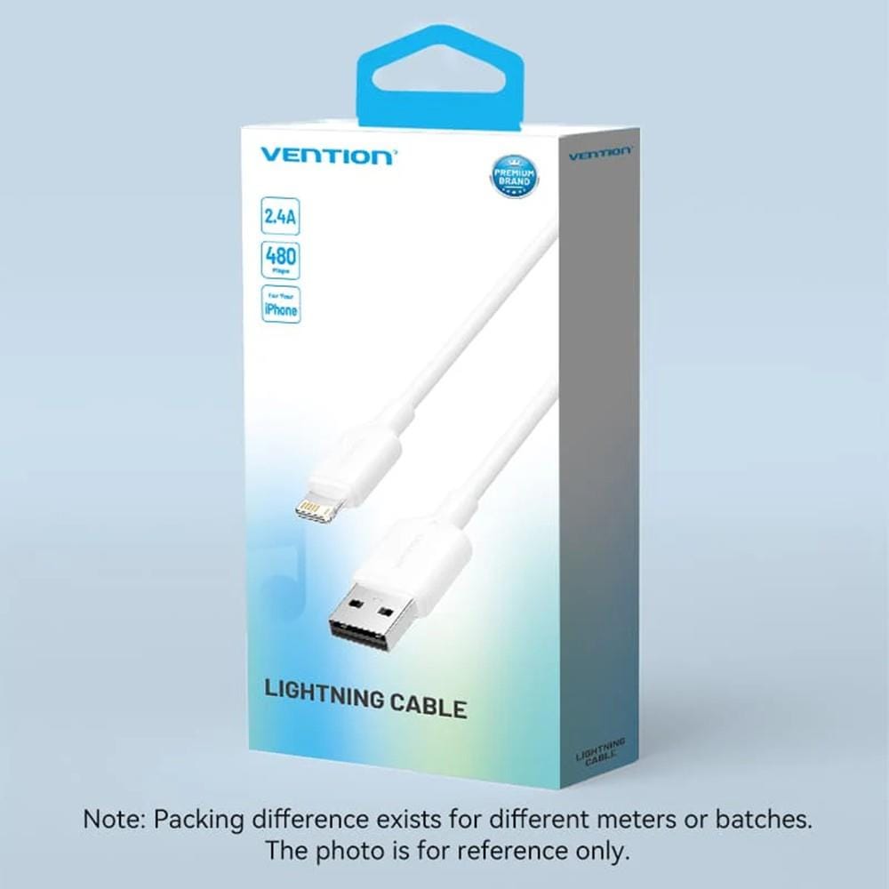 VENTION USB 2.0 TYPE-A TO LIGHTNING 2.4A CABLE 2M BLACK PVC TYPE