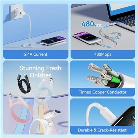 VENTION USB 2.0 TYPE-A TO LIGHTNING 2.4A CABLE 2M BLACK PVC TYPE