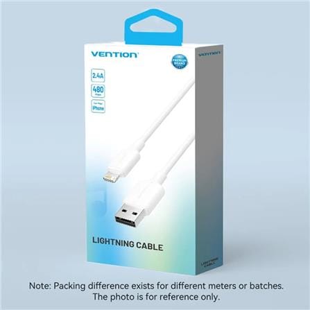 VENTION USB 2.0 TYPE-A TO LIGHTNING 2.4A CABLE 2M BLACK PVC TYPE