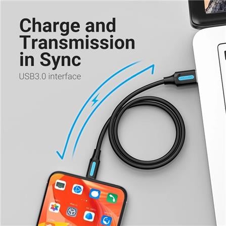 VENTION USB 3.0 TYPE-A TO TYPE-C CABLE 1.5M BLACK PVC TYPE