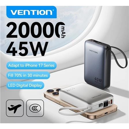 VENTION POWERBANK 20000mAh W/BUILT-IN USB-C 45W BEIGE UNIVERSAL TYPE FHGN0-TY