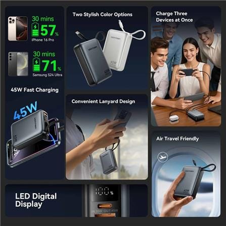 VENTION POWERBANK 20000mAh W/BUILT-IN USB-C 45W BEIGE UNIVERSAL TYPE FHGN0-TY
