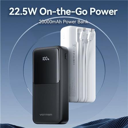 VENTION POWERBANK 20000mAh WITH BUILD-IN LIGHTNING AND TYPE C WHITE FHPW0-TY