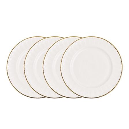 UNIHOM 4PCS 7" DESSERT PLATE WITH GOLD RIM