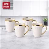 UNIHOM 4PCS 12OZ MUG WITH GOLD RIM