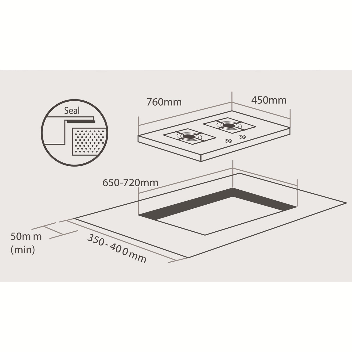 ELBA FLEXIBLE BUILT-IN GAS HOB EGH-S8652G(GR) 2BURNER 6.0KW 76CM BLACK