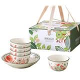 FLORAL CERAMIC 8PC DINNER SET (4 BOWL+ 4 PLATE)