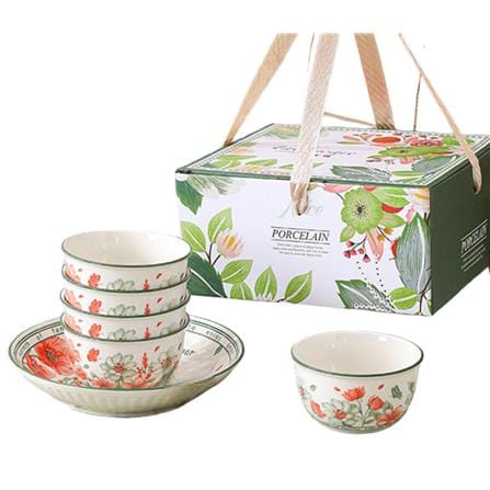 FLORAL CERAMIC 8PC DINNER SET (4 BOWL+ 4 PLATE)