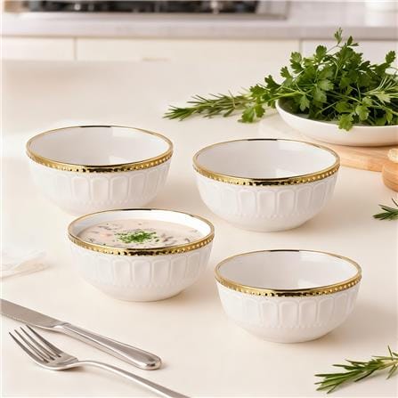 UNIHOM 4PCS 6" BOWL WITH GOLD RIM