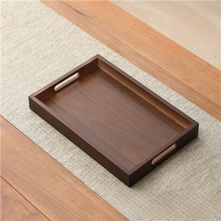 DARK BROWN  BAMBOO SERVING TRAY 33CM- RETANGULAR