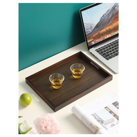 DARK BROWN  BAMBOO SERVING TRAY 33CM- RETANGULAR