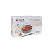 FUKURO ISHI MARBLE DEEP FRY PAN 28CM SET WITH GLASS LID + SILICONE SPATULA