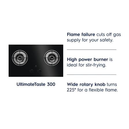ELECTROLUX GAS HOB EHG7202BE 2BURNERS 4.7KW 78CM
