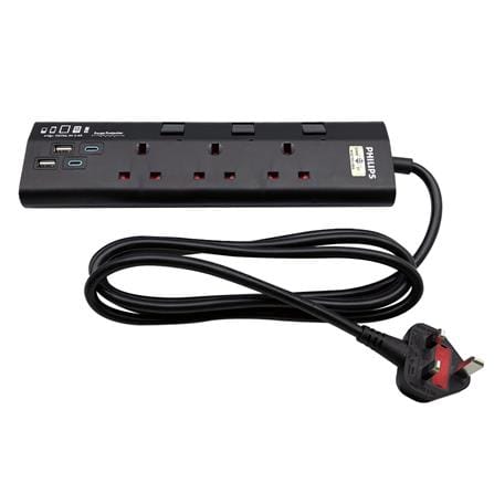 PHILIPS 3G2M 2USB-A 2USB-C TRAILING SOCKET CHP4732BA/68 BLACK
