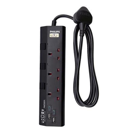 PHILIPS 3G2M 2USB-A 2USB-C TRAILING SOCKET CHP4732BA/68 BLACK