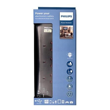 PHILIPS 3G2M 2USB-A 2USB-C TRAILING SOCKET CHP4732BA/68 BLACK