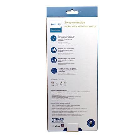PHILIPS 3G2M 2USB-A 2USB-C TRAILING SOCKET CHP4732BA/68 BLACK