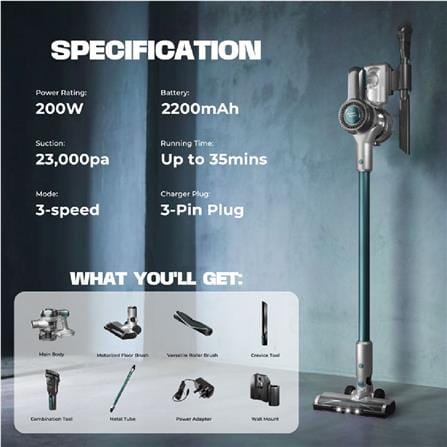 RUSSELL TAYLORS STICK VACUUM X1 200W RUNTIME 35 MINUTES