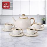 UNIHOM 10PCS TEA SET WITH GOLD RIM