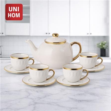 UNIHOM 10PCS TEA SET WITH GOLD RIM