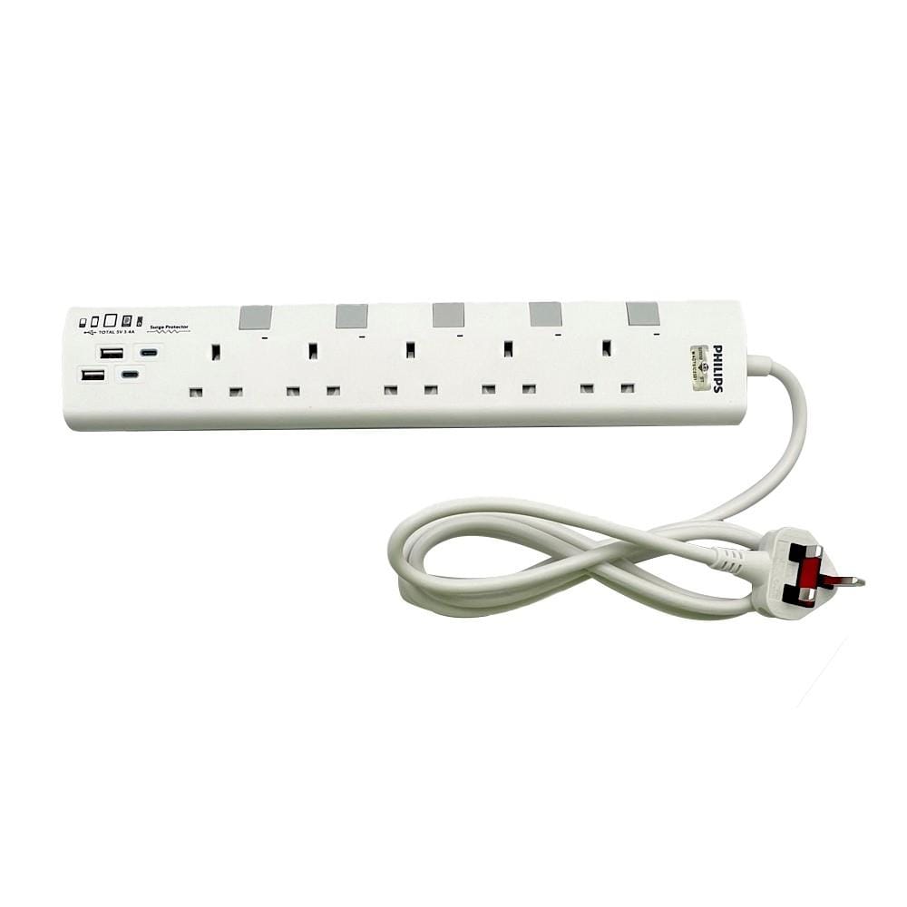 PHILIPS 5G2M 2USB-A 2USB-C TRAILING SOCKET CHP4752WA/68 WHITE