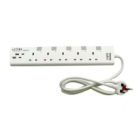 PHILIPS 5G2M 2USB-A 2USB-C TRAILING SOCKET CHP4752WA/68 WHITE