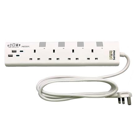 PHILIPS 4G2M 2USB-A 2USB-C TRAILING SOCKET CHP4742WA/68 WHITE