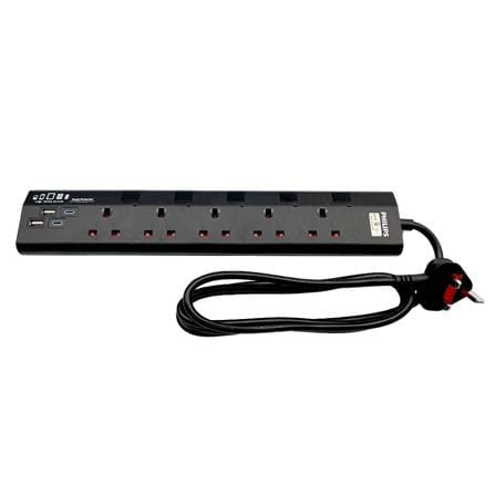 PHILIPS 5G2M 2USB-A 2USB-C TRAILING SOCKET CHP4752BA/68 BLACK