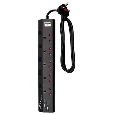 PHILIPS 5G2M 2USB-A 2USB-C TRAILING SOCKET CHP4752BA/68 BLACK