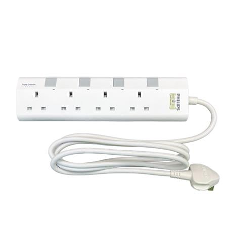 PHILIPS 4G2M TRAILING SOCKET C/W NEON/SURGE CHP3143WA/68 WHITE