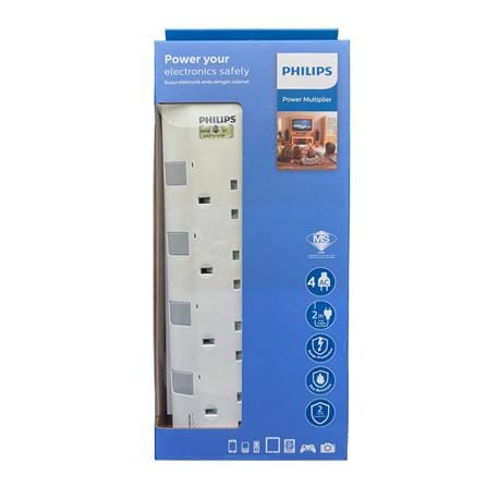 PHILIPS 4G2M TRAILING SOCKET C/W NEON/SURGE CHP3143WA/68 WHITE