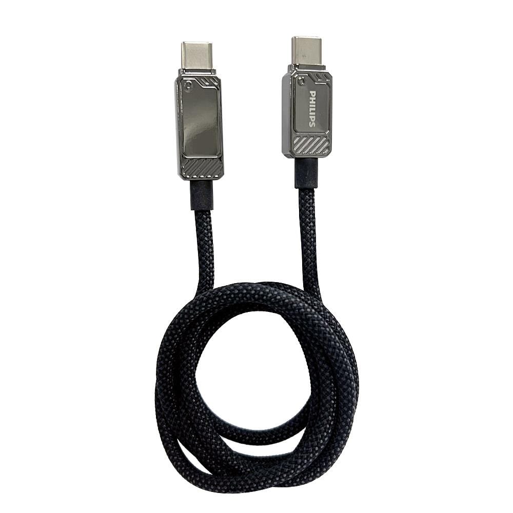 PHILIPS USB C-C BRAIDED CABLE 1M POWER DISPLAY DLC5011CB/70 BLACK